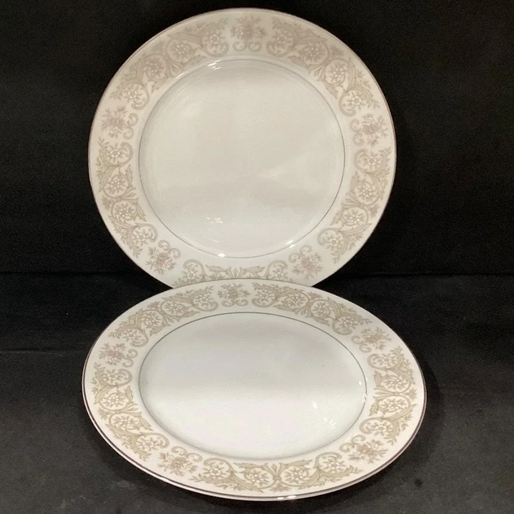 Regal Diamond China Citrus Dinner Plates,‎ Set of 2, Vintage Ceramic Tableware